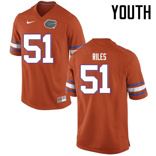 NCAA Florida Gators Antonio Riles Youth #51 Nike Orange Stitched Authentic College Football Jersey PBV4664IY